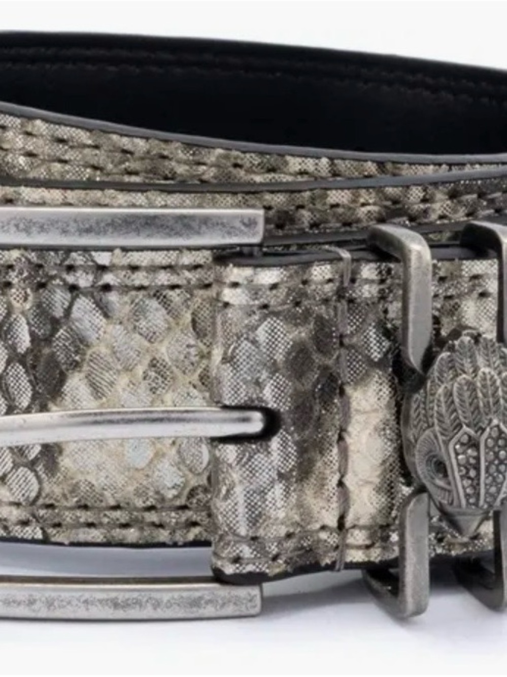 Kurt Geiger Shoreditch Snakeskin Print Leather Belt XL New